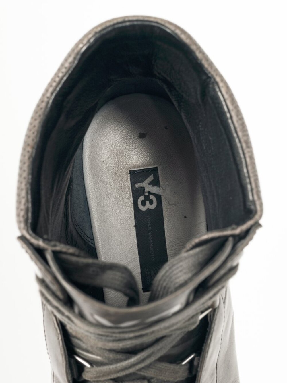 Y-3 Hemla "Vintage Black" Leather High-Top Lace-Up Sneakers - Picture 10 of 11